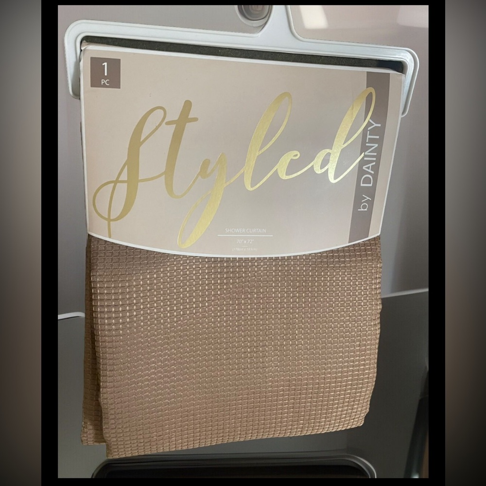 Waffle Shower Curtain 70”x 84” MOCHA Brown Styled by Dainty NEW
